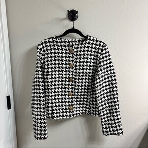 Nordstrom Houndstooth Blazer - Black and White, medium
